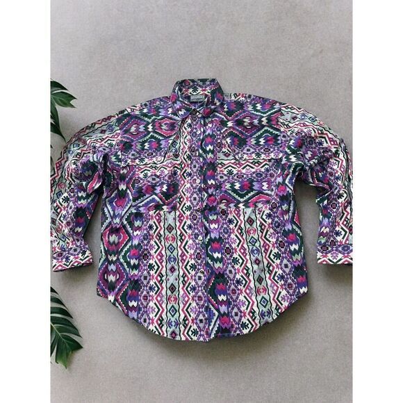Rough Rider Tops - Vintage 90s Rough Rider Western Button Up Long Sleeve Shirt Size 11/12 USA Made